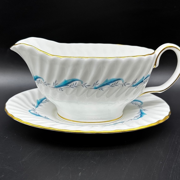 Minton Downing Gravy Boat Saucer Set Bone China England - Picture 1 of 4